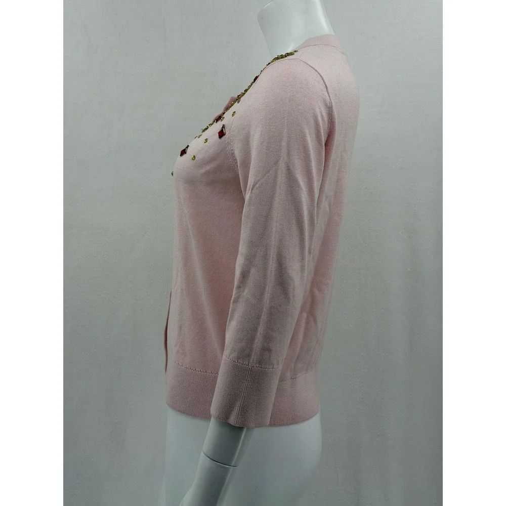 Kate Spade Sweater Womens Medium Pink Rosy Dawn Kati Cardigan Beaded‎ Holiday
